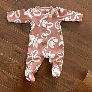 NWOT Carter’s floral pink onesie with feet 3 months